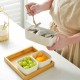 Porcelain Serving Platter 3 pieces with Wooden Stand